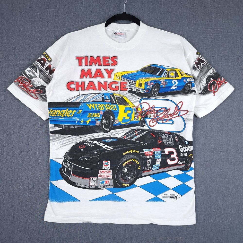 Vintage Chase‎ Dale Earnhardt #3 Shirt Mens Large AOP NASCAR 1996 Sports Image